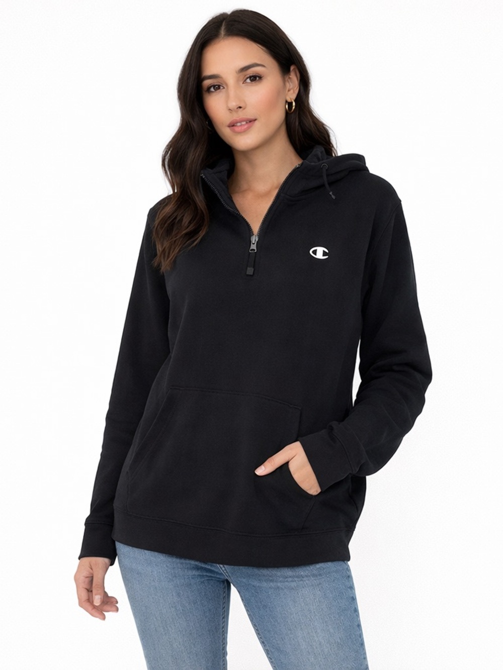 Champion Black Quarter-Zip Pullover Hoodie